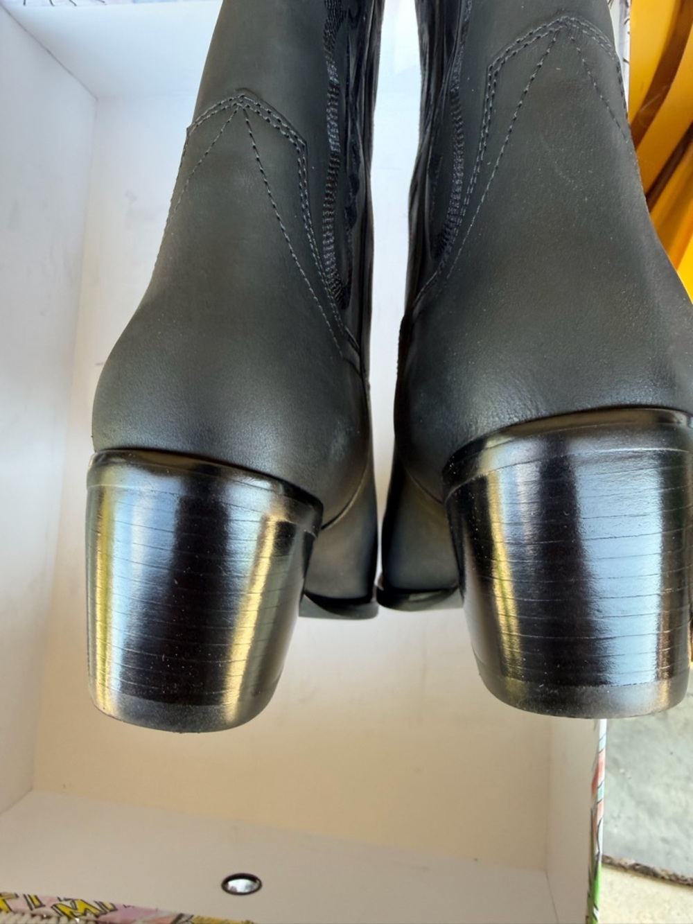 Jeffrey Campbell Black Pointed Toe Western Heeled Boots - Picture 5 of 8